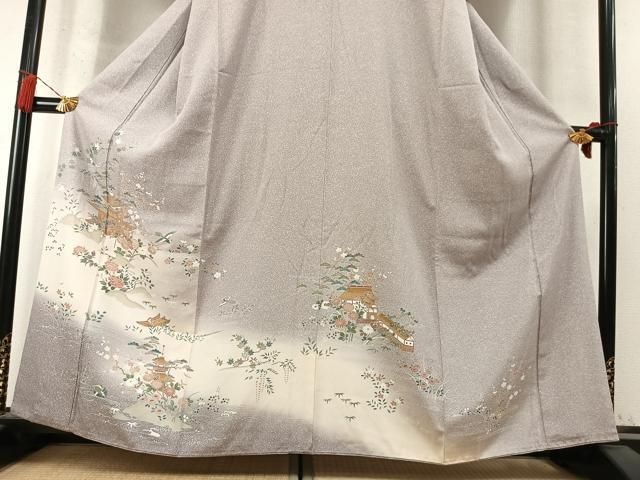 平和屋着物●訪問着 友禅 風景花鳥文 暈し染め 鈴乃屋扱い 正絹 逸品 AABN4047fy