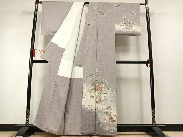 平和屋着物●訪問着 友禅 風景花鳥文 暈し染め 鈴乃屋扱い 正絹 逸品 AABN4047fy