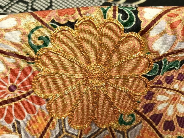 平和屋着物●豪華黒留袖 駒刺繍 熨斗花文 金彩 ロング丈 正絹 逸品 AABN4048fy