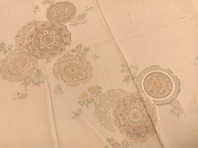 平和屋着物●中国三大刺繍 スワトウ刺繍 汕頭刺繍 総刺繍 訪問着 吉祥花文 正絹 逸品 AABN4069fy
