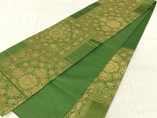 平和屋着物◎六通柄袋帯 色紙重ね花文 金糸 正絹 逸品 AABN4110dk
