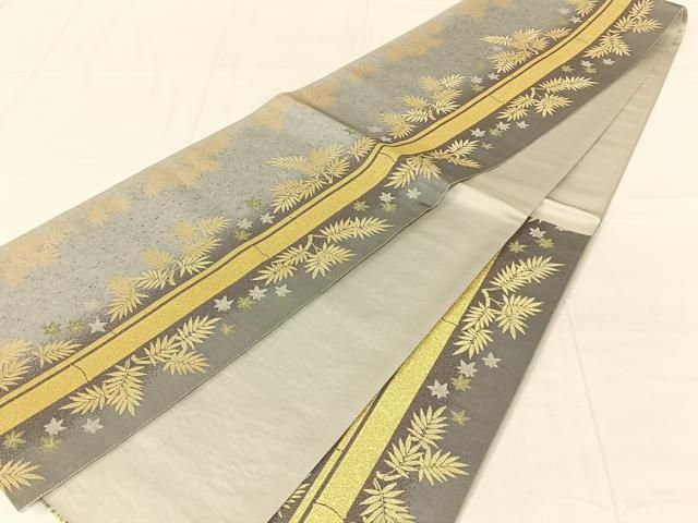 平和屋着物◎六通柄袋帯 舞葉文 金糸 正絹 逸品 AABN4114dk