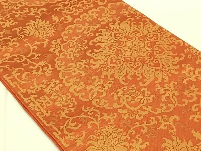 平和屋着物◎六通柄袋帯 更紗花文 金糸 正絹 逸品 AABN4128dk