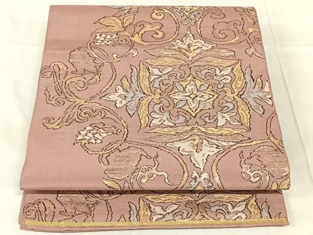 平和屋着物◎六通柄 本袋帯 花唐草文 金糸 正絹 逸品 AABN4148dk