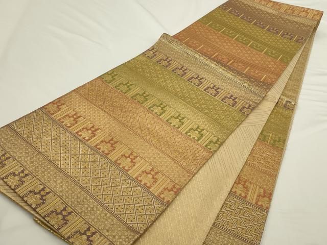 平和屋着物◎佐賀錦 六通柄袋帯 壁画文 金糸 正絹 逸品 未使用 AABN4184ps