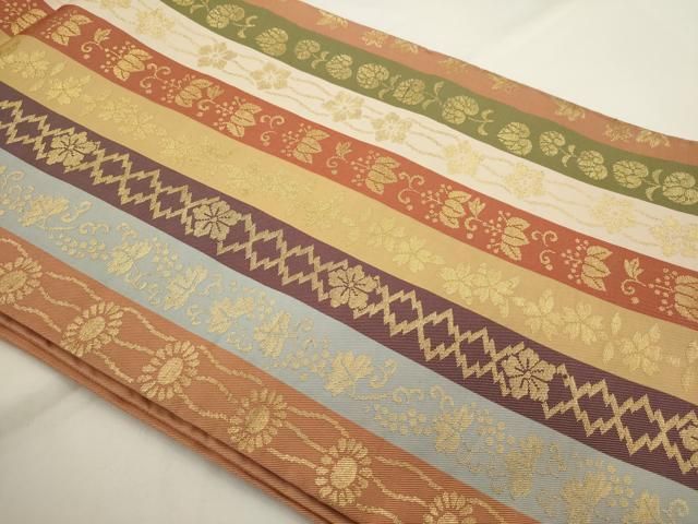 平和屋着物◎六通柄袋帯 吉野間道 金糸 正絹 逸品 AABN4192ps