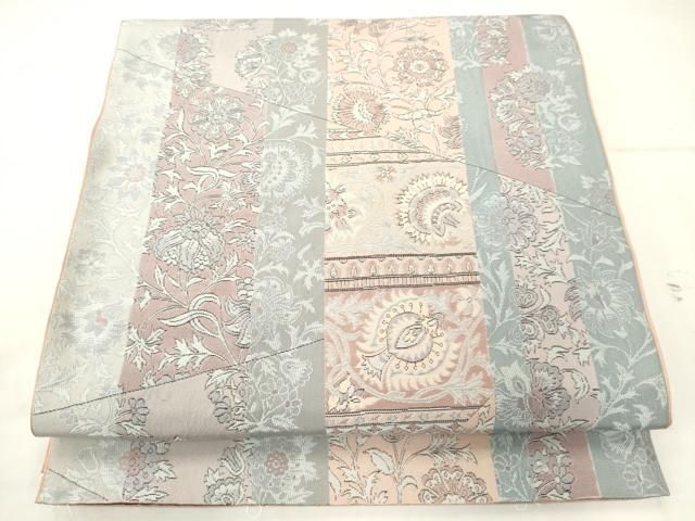 平和屋着物◎六通柄袋帯 更紗花文 正絹 逸品 AABN4261ps