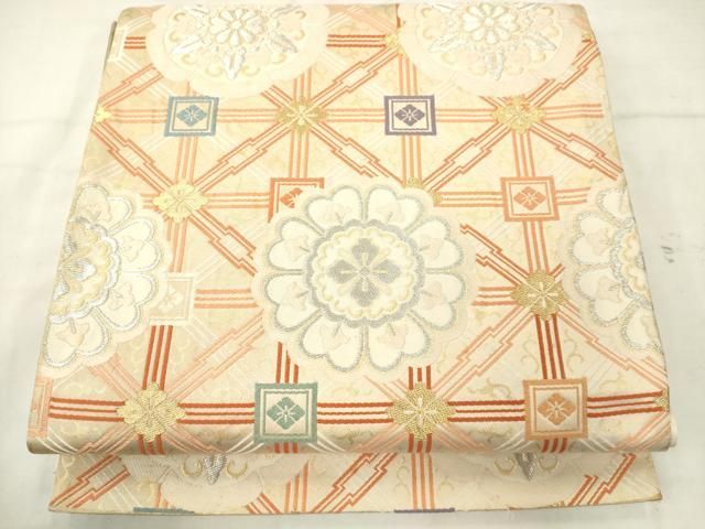 平和屋着物◎六通柄袋帯 花丸文 金銀糸 正絹 逸品 AABN4270ps