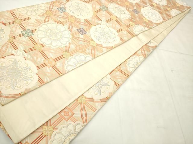 平和屋着物◎六通柄袋帯 花丸文 金銀糸 正絹 逸品 AABN4270ps