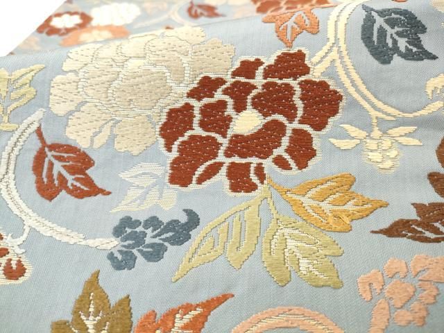 平和屋着物●六通柄袋帯 唐織 草花文 金糸 正絹 逸品 AABN4324pf