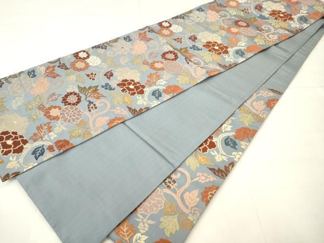 平和屋着物●六通柄袋帯 唐織 草花文 金糸 正絹 逸品 AABN4324pf
