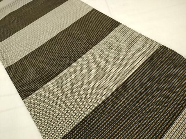平和屋着物●両面六通柄袋帯 横段文 正絹 逸品 AABN4342pf