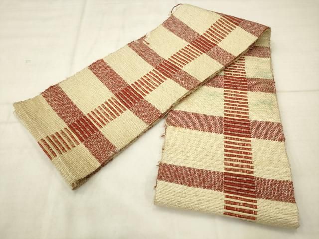 平和屋着物●半幅帯 一重帯 格子 正絹 逸品 AABN4351pf