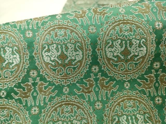 平和屋着物●半幅帯 円文白虎朱雀錦 正絹 逸品 AABN4356pf