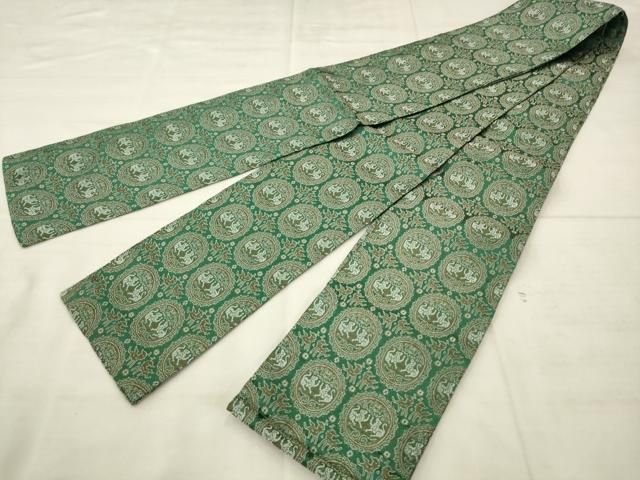 平和屋着物●半幅帯 円文白虎朱雀錦 正絹 逸品 AABN4356pf