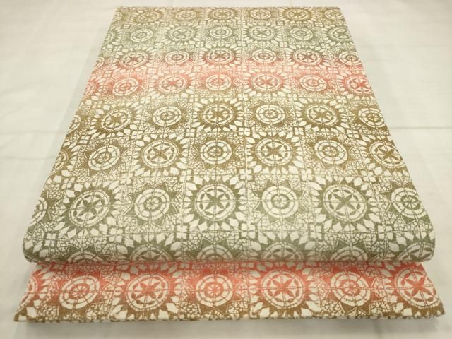 平和屋着物●両面全通柄袋帯 格子花文 正絹 逸品 AABN4395pf