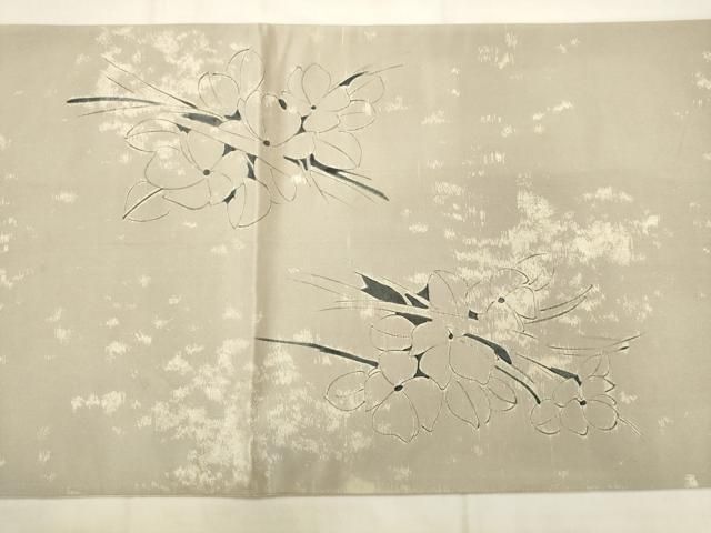 平和屋着物●太鼓柄袋帯 作家物 草花文 銀糸 正絹 逸品 AABN4404pf