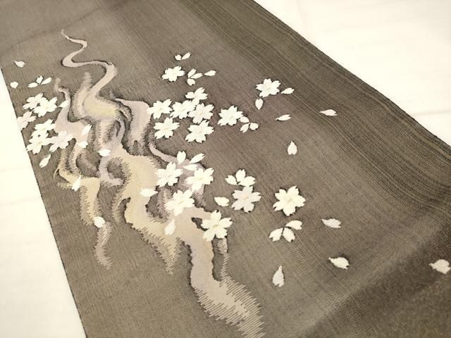 平和屋着物●太鼓柄袋帯 流水舞桜文 金糸 正絹 逸品 AABN4405pf