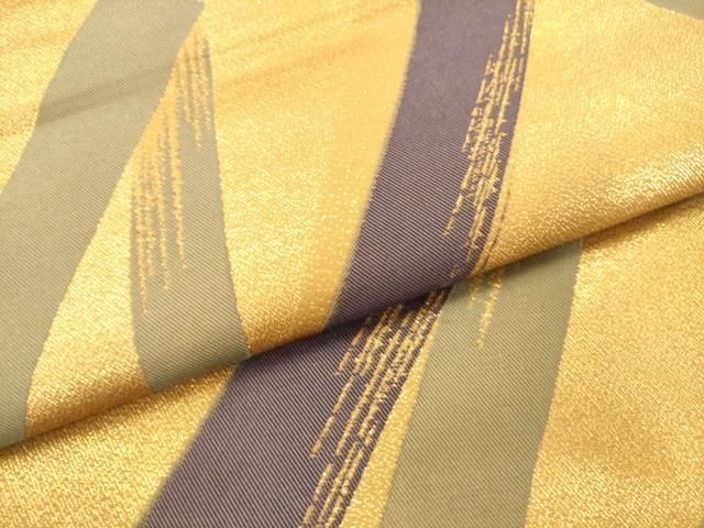 平和屋着物●両面全通柄袋帯 幾何学文様 舞桜文 金糸 正絹 逸品 AABN4415pf