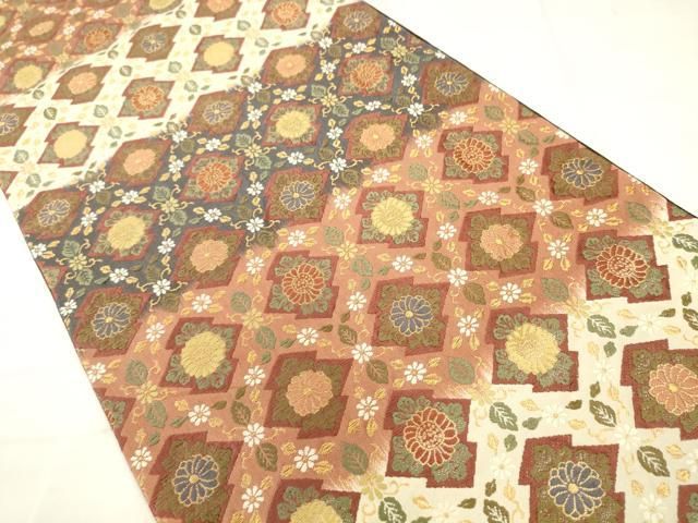 平和屋着物●六通柄袋帯 唐織 萬葉染 松皮菱花文 金糸 正絹 逸品 AABN4422pf