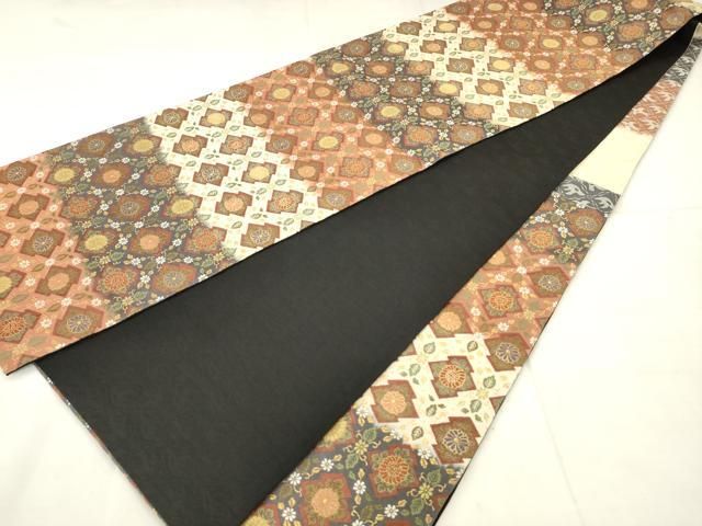 平和屋着物●六通柄袋帯 唐織 萬葉染 松皮菱花文 金糸 正絹 逸品 AABN4422pf
