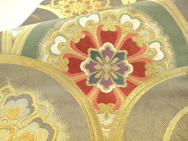 平和屋着物●西陣 加島織物謹製 六通柄袋帯 唐織 青海波華文 金糸 引箔 上代27万円 証紙付き 正絹 逸品 AABN4431pf