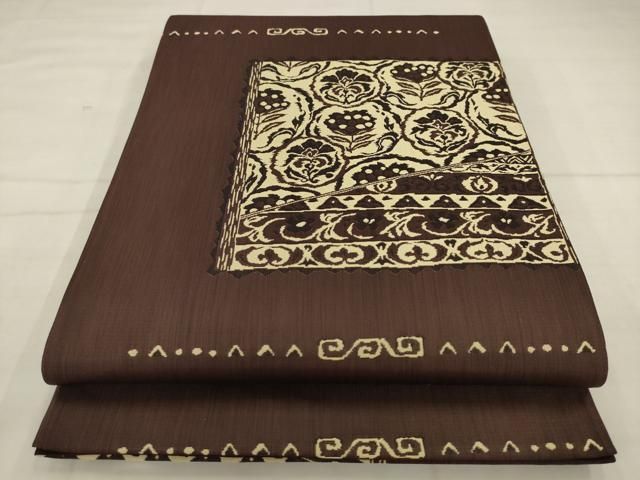 平和屋着物●六通柄袋帯 阿弥織 横段草花文 正絹 逸品 AABN4441pf