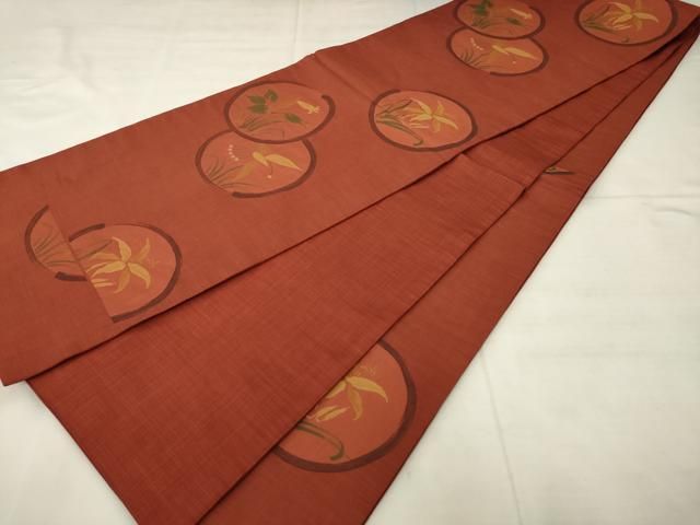 平和屋着物●名門木屋太 今河織物 六通柄袋帯 草花丸文 正絹 逸品 AABN4444pf