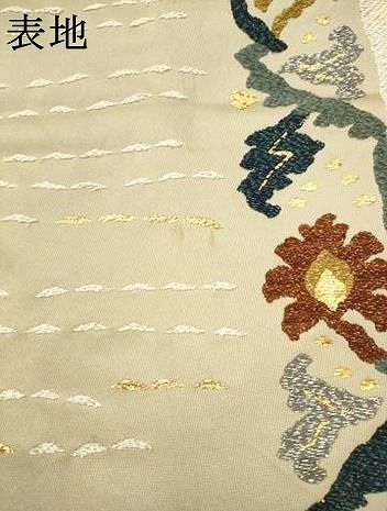 平和屋着物●六通柄袋帯 草花間道 金銀糸 正絹 逸品 AABN4445pf