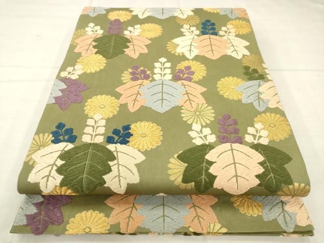 平和屋着物●皇室・伊勢神宮御用 御御帯 山口美術織物 山口弘躬 六通柄袋帯 唐織 菊に五七桐文 金糸 正絹 逸品 AABN4449pf