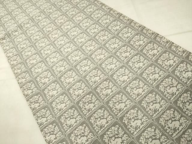 平和屋着物●両面全通柄袋帯 霞文 花兎 金糸 正絹 逸品 AABN4464pf
