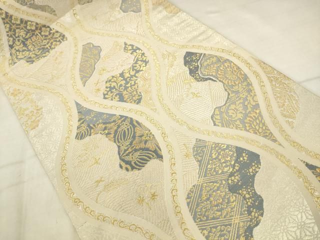 平和屋着物●六通柄袋帯 錦繍 立涌花鳥文 金糸 正絹 逸品 AABN4470pf