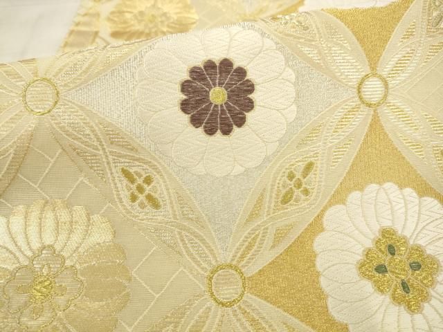 平和屋着物●六通柄袋帯 本草木つづれ 七宝花文 金銀糸 正絹 逸品 AABN4471pf
