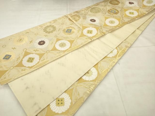 平和屋着物●六通柄袋帯 本草木つづれ 七宝花文 金銀糸 正絹 逸品 AABN4471pf