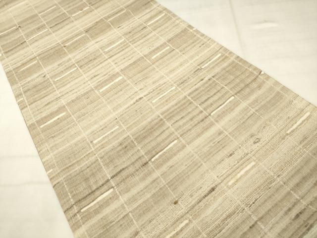 平和屋着物●インド・アッサム 野蚕糸 手織 ムガシルク 両面全通柄袋帯 横段文 正絹 逸品 AABN4476pf