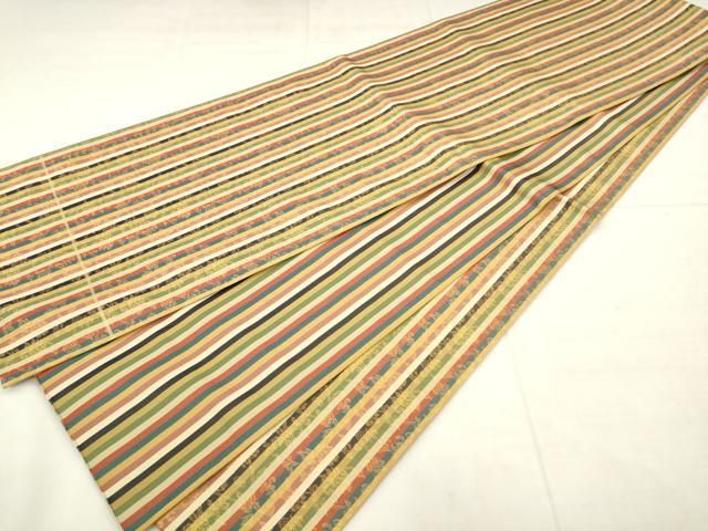 平和屋着物●全通柄 本袋帯 牡丹唐草文 金糸 正絹 逸品 AABN4485pf