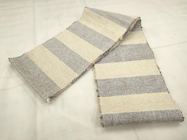 平和屋着物●半幅帯 一重帯 裂織 横段文 AABN4495pf