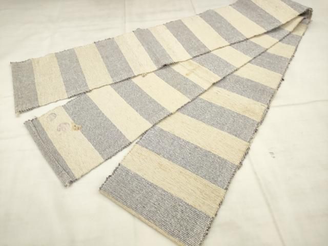 平和屋着物●半幅帯 一重帯 裂織 横段文 AABN4495pf