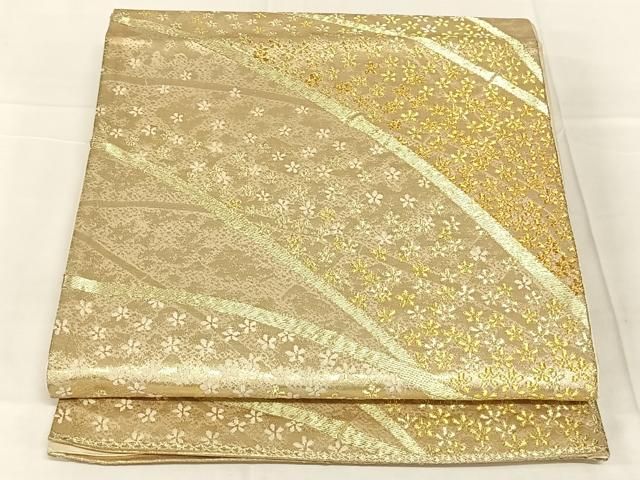 平和屋着物◎六通柄袋帯 舞花文 金糸 正絹 逸品 AABN5005dk