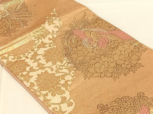 平和屋着物◎六通柄袋帯 唐織 鳳凰花文 金銀糸 正絹 逸品 AABN5024dk