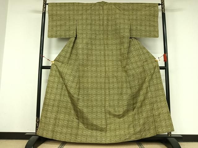 平和屋着物▽小紋 単衣 格子 未使用 AABN5044jh