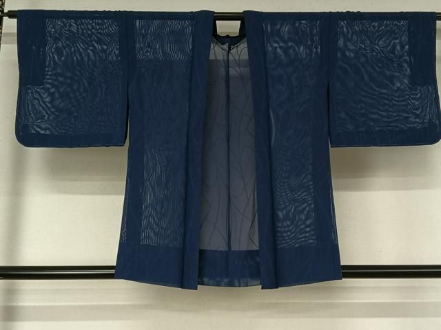 平和屋着物▽羽織 スリーシーズン 春夏秋 塵除け 草葉文 柑色 正絹 逸品 未使用 AABN5052jh