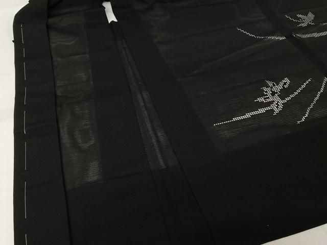 平和屋着物▽羽織 スリーシーズン 春夏秋 塵除け 草花文 黒地 正絹 逸品 未使用 AABN5057jh