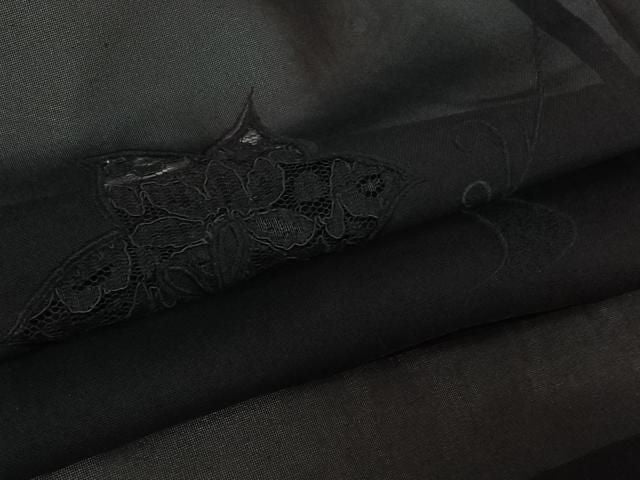 平和屋着物▽羽織 スリーシーズン 春夏秋 塵除け 草花文 黒地 正絹 逸品 AABN5071jh