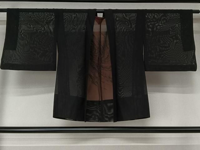 平和屋着物▽羽織 スリーシーズン 春夏秋 塵除け 霞文 黒地 正絹 逸品 AABN5090jh