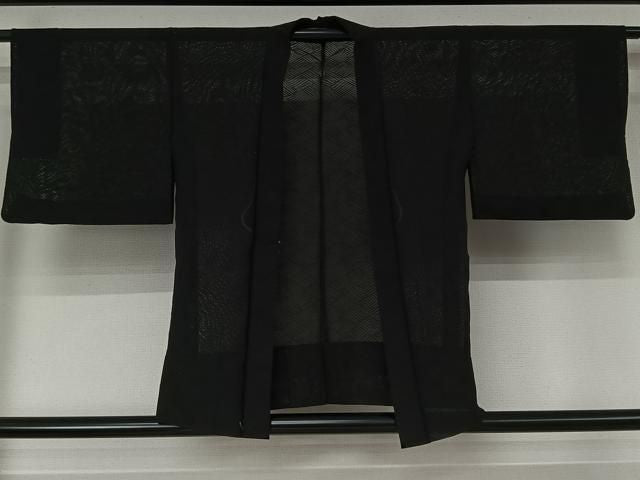 平和屋着物▽羽織 スリーシーズン 春夏秋 塵除け 幾何学文様 黒地 正絹 逸品 AABN5098jh