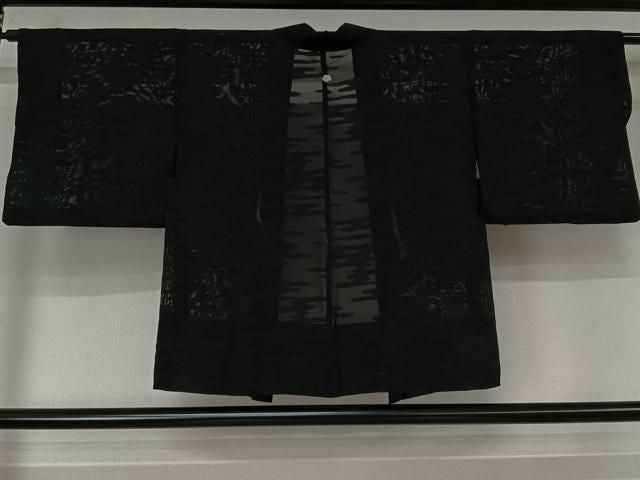 平和屋着物▽羽織 スリーシーズン 春夏秋 塵除け 霞文 黒地 正絹 逸品 AABN5103jh