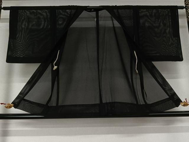 平和屋着物▽羽織 スリーシーズン 春夏秋 塵除け 黒地 正絹 逸品 AABN5104jh