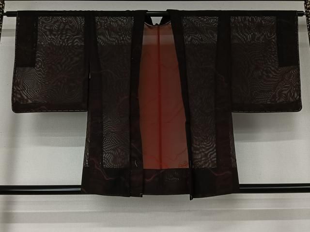 平和屋着物▽羽織 スリーシーズン 春夏秋 塵除け 霞文 黒地 正絹 逸品 未使用 AABN5108jh
