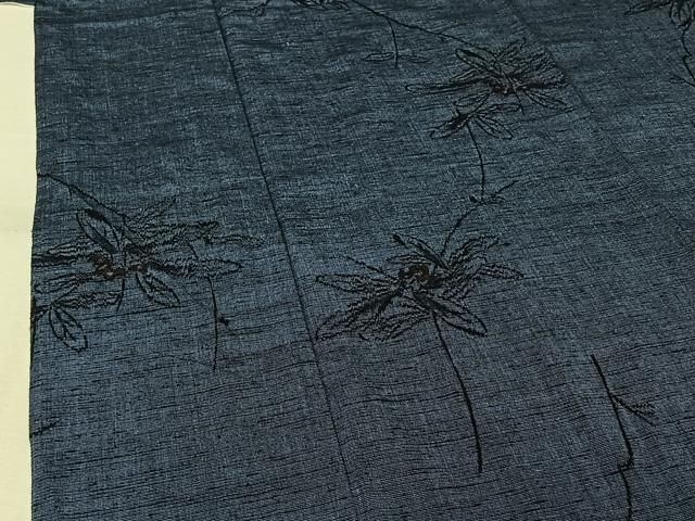 平和屋着物▽上質な紬 単衣 草花文 正絹 逸品 AABN5130jh